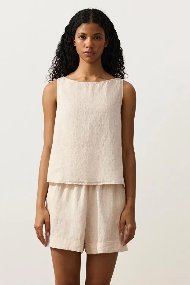 Oysho 100% Linen Square Top