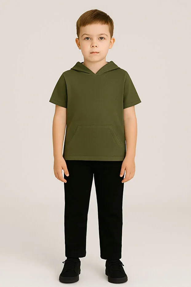 BOYS COTTON UNISEX HOODED TSHIRT