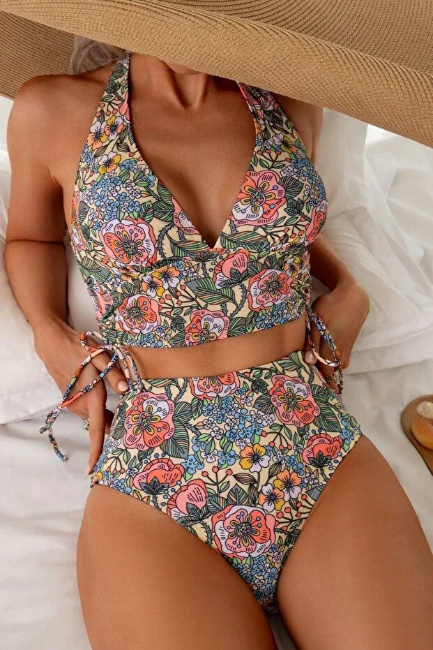Women's Padded Lined High Waist Bikini Set