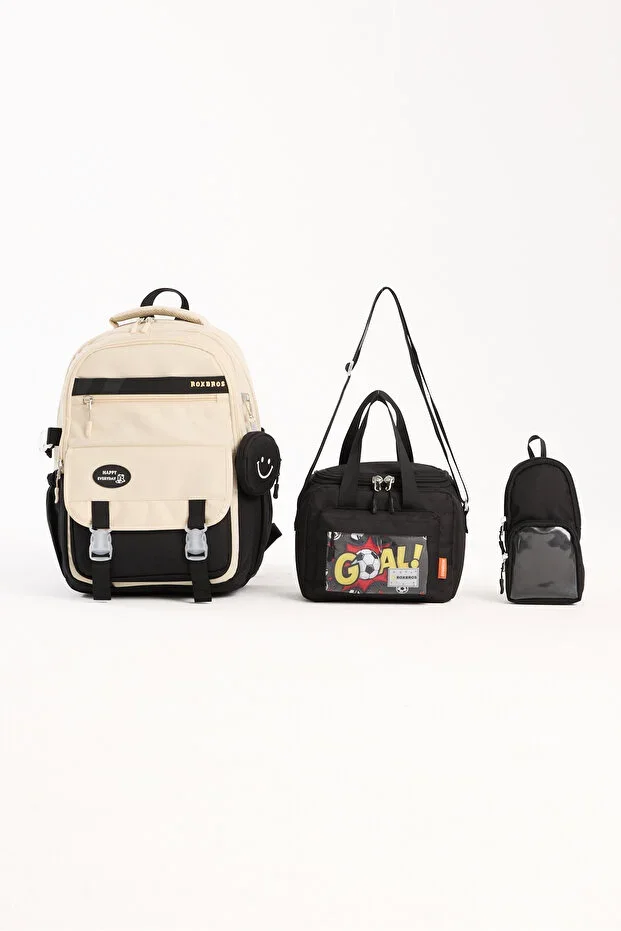 Korean Style 3-Piece Boys' School Bag & Primary School Backpack with Lunchbox and Pencil Case