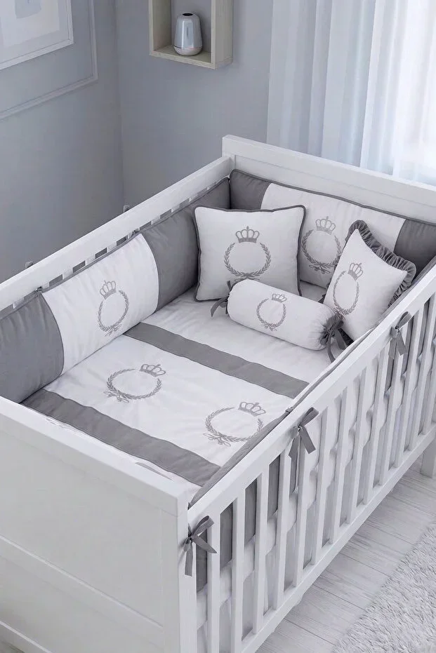 Park Yatak Baby Sleep Set Duvet Cover Set 70x110 Crown Grey