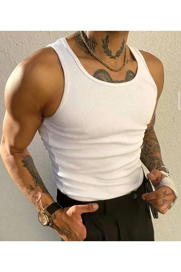 Men's Ribbed Halter Neck Lycra Ribbed Tank Top
