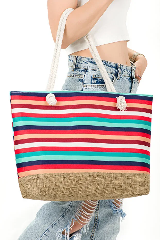 Women's Straw Beach Bag Jute Fabric Soft Handle