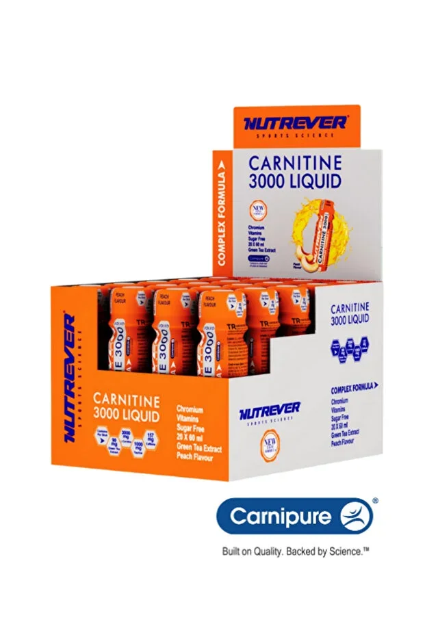 L-Carnitine 3000 Mg Liquid 20 pcs X 60 ml Peach - With Carnipure® Raw Material