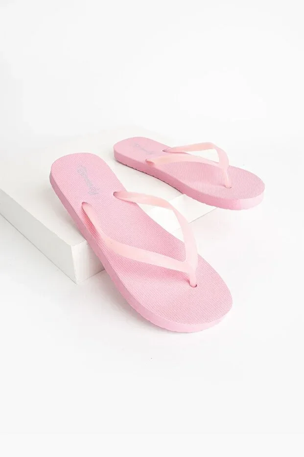 Brasily Women's Pink Basic Comfortable Non-Pinching Thong Beach Slippers Flip Flop Summer Sea Pool Eva