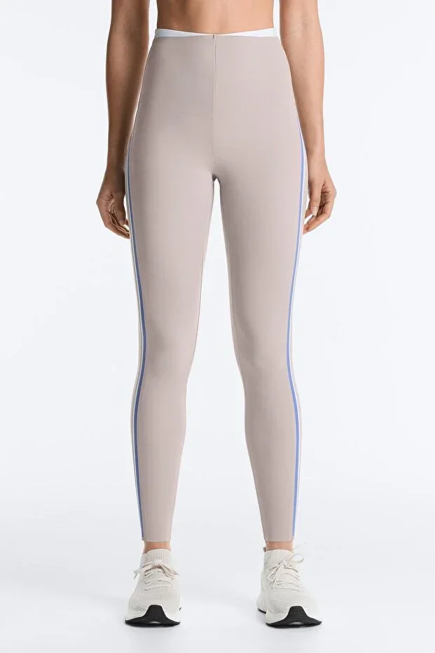 Oysho High rise Compressive contrast ankle-length leggings