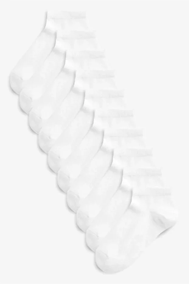 10 Pairs Economic Pack White Ankle Socks