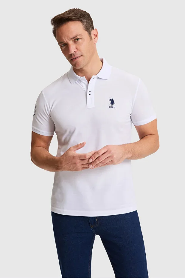 Men's White Slim Fit Polo Neck Basic T-shirt 50326920-VR013