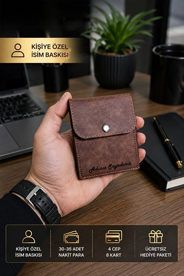 Customizable Special Design Suede Faux Leather Men/Women Unisex Wallet - Coffee