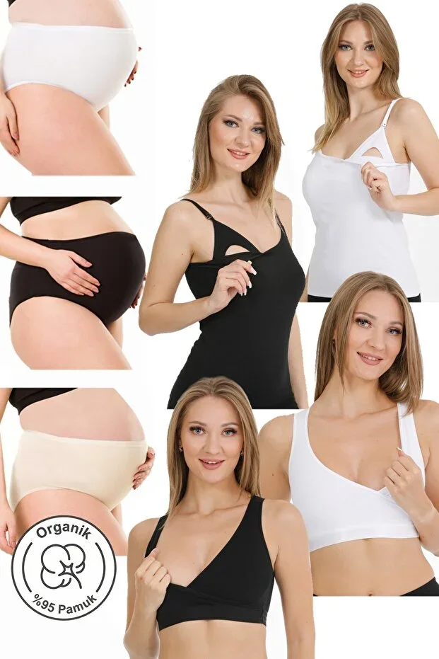 7-PIECE MATERNITY HOSPITAL SET BLACK-WHITE