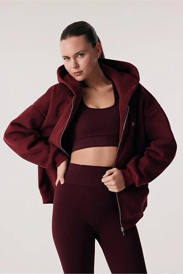 Rei Loungewear Zip-Up Hoodie Burgundy