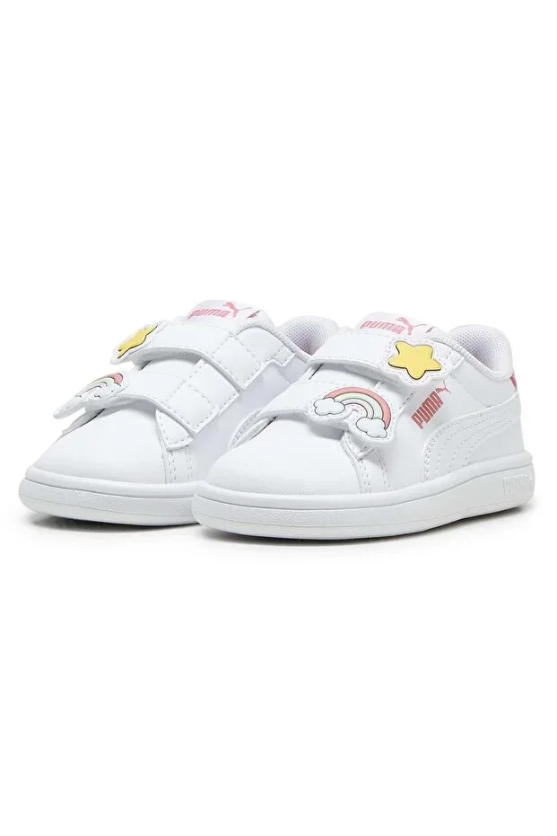 Puma Smash 3.0 Badges V Inf 397287 Orthopedic Baby Children's Sports Shoes WHITE