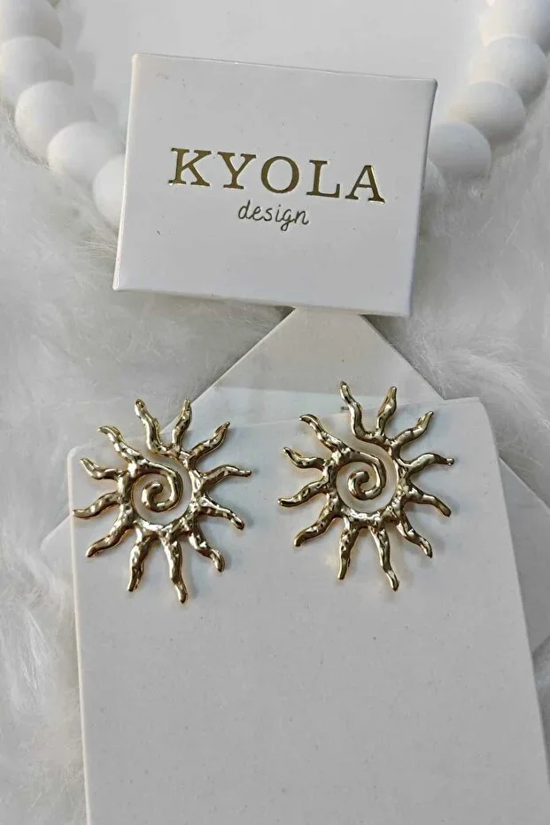 Spiral Sun Gold Earrings