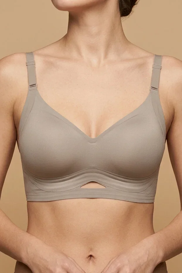 Non-wired Seamless Laser Cut Padded Bra CC411 Stone