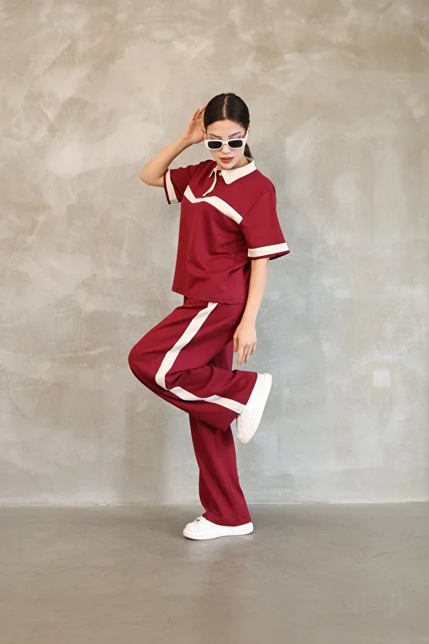 Garnili polo collar soft texture modal fabric tracksuit