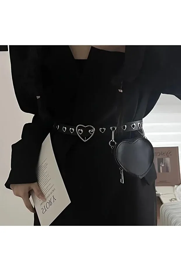 Fashion Heart Belt and Detachable Mini Heart Waist Bag for Women