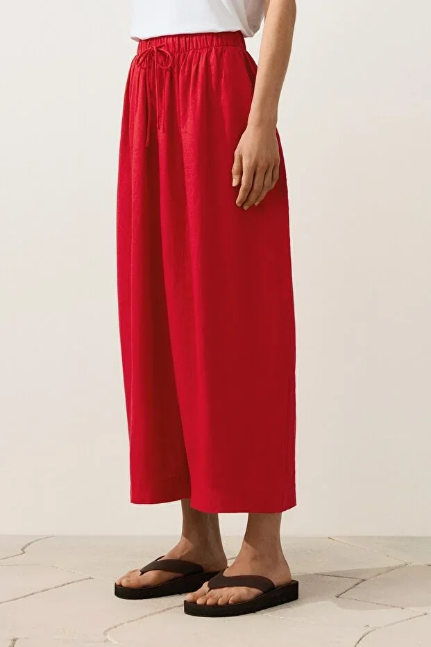 Oysho 100% Linen Balloon Crop Pants