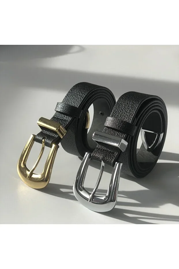 2-Piece Bridge Buckle End Set Women's Trousers Belt, Jacket Belt, Dress Belt, Shirt Belt