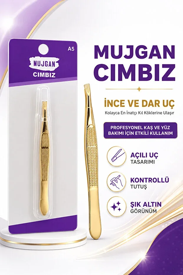 Professional Flat Tip Tweezers Gold Color