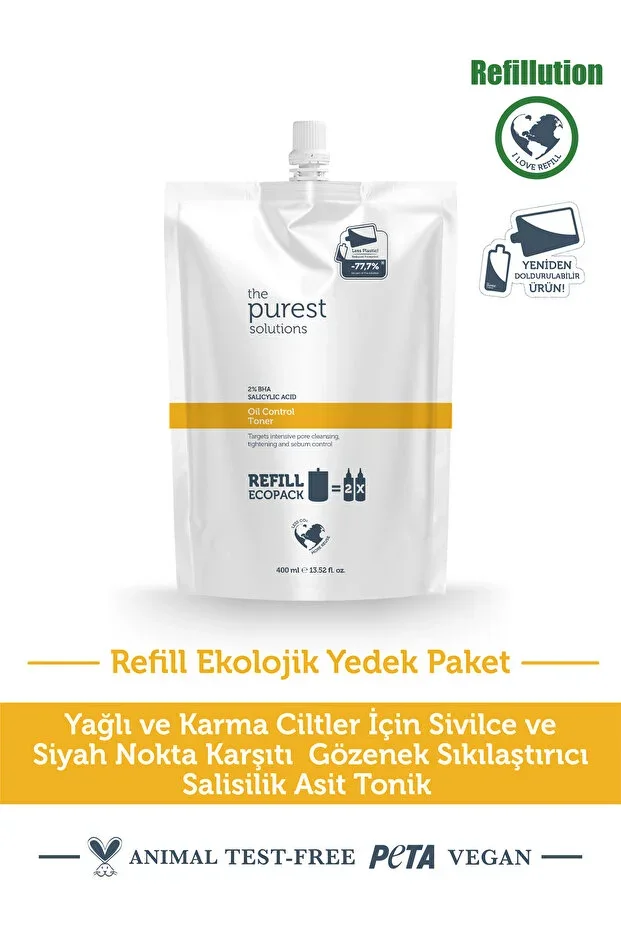 The Purest Solutions Anti-Acne & Blackhead Salicylic Acid Tonic (Oily-Combination Skin) Ecological Refill Pack 400ml