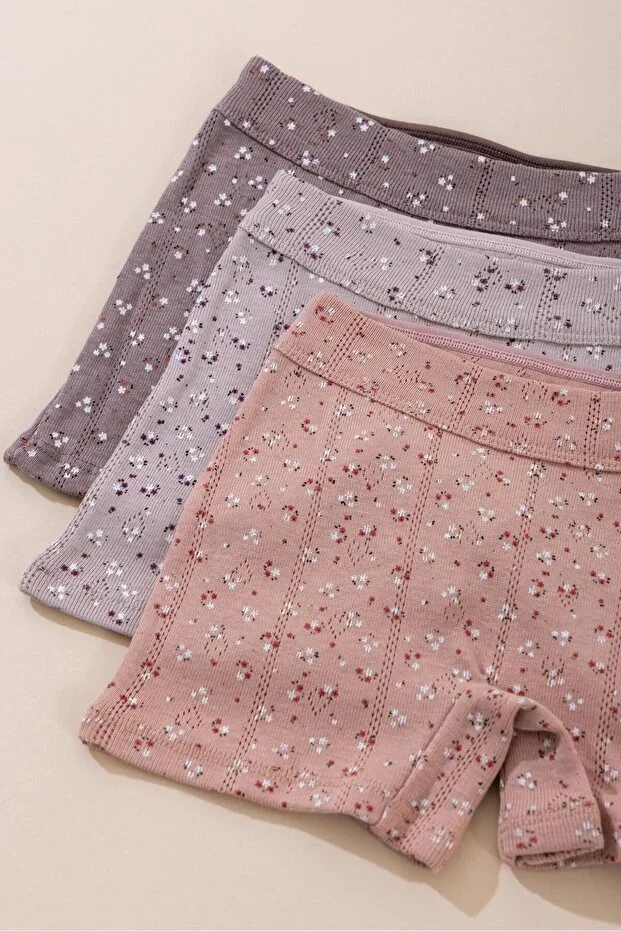 Girls Cotton Printed Lycra Boxer Shorts 3-Pack 5785 Colored
