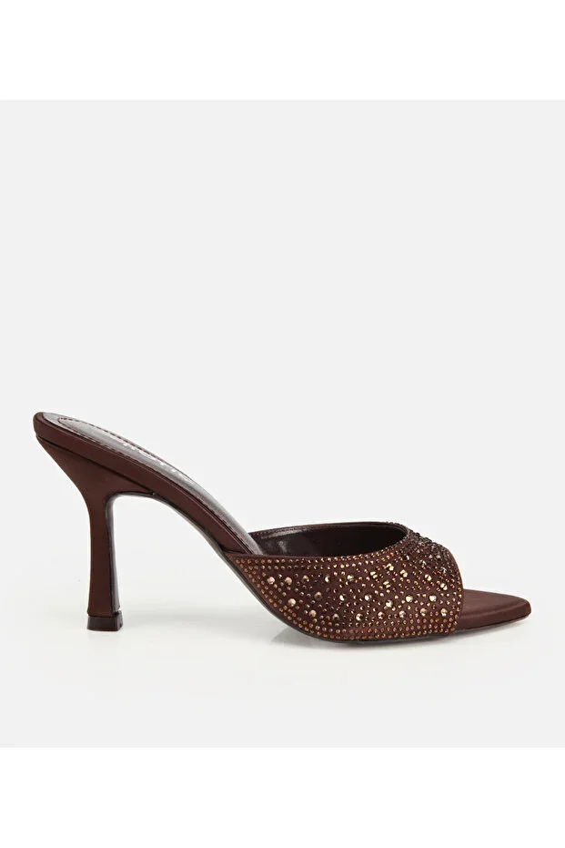 Women's Brown Beaded Stiletto Slipper
