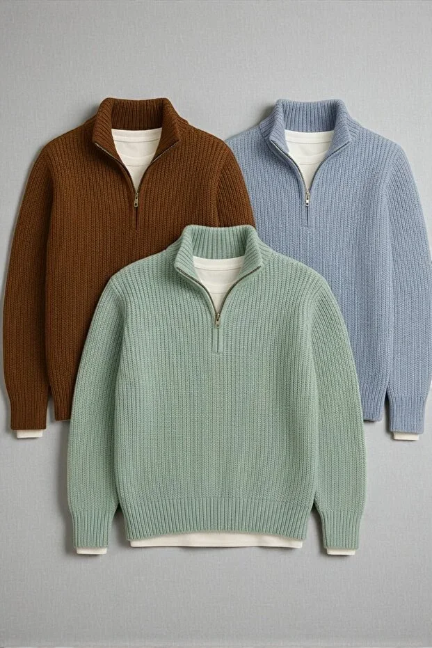 3 Piece Advantage Pack Men's Shawl Collar Thick Winter Knit Sweater Set
