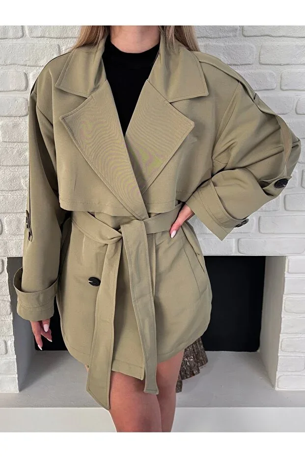 Windbreaker Detailed Belted Trench Coat