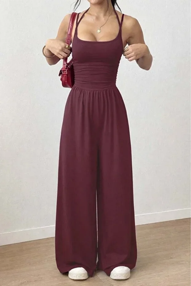 MODA Strappy Round Neck Long Trend Jumpsuit
