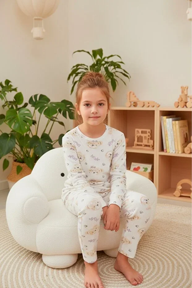 PRINTED INTERLOCK GIRLS' LONG SLEEVE PAJAMAS SET PRINTED