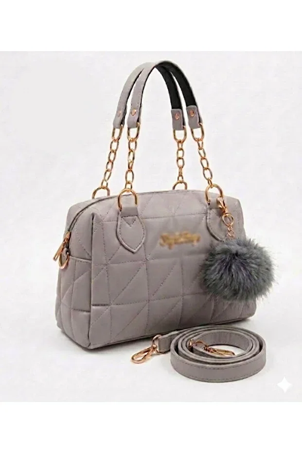 Grey Quilted Shoulder & Handbag