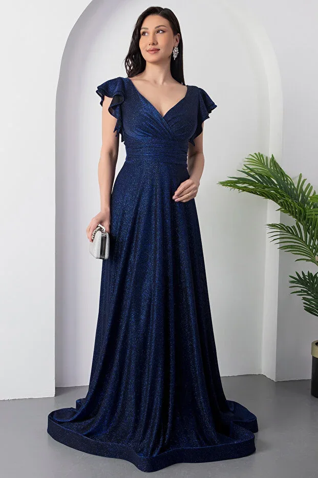 PULLIMM Sleeve Voluminous Glittering Evening Dress 39925