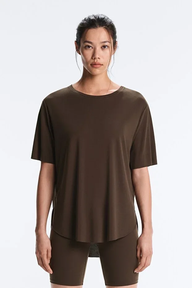 Oysho Round back detail modal blend short sleeve t-shirt