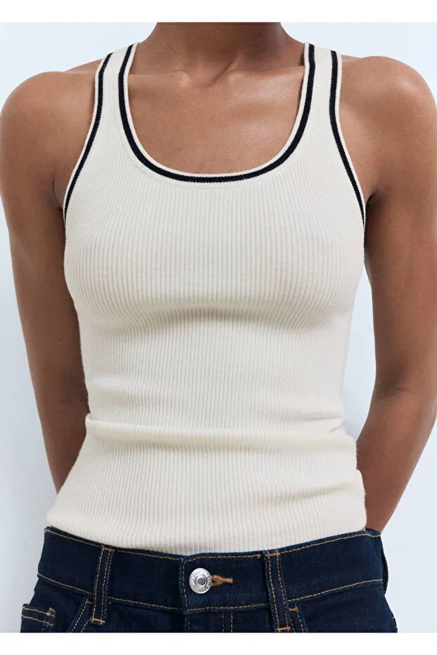 MANGO Contrast detail knit blouse