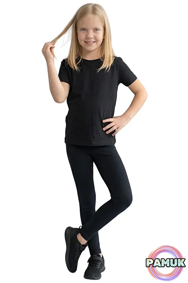 Black Kids Tights - Soft Stretchy Comfortable Cotton Non-Sweating Girls Tights