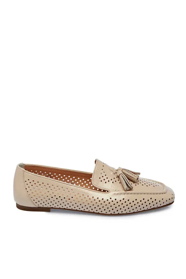 Bej Genuine Patent Leather Women's Loafer - K25I1AY67912-A54