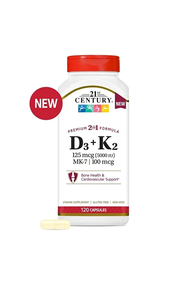 Vitamin D3 125 mcg Plus K2-MK7 100 mcg 120 Capsules