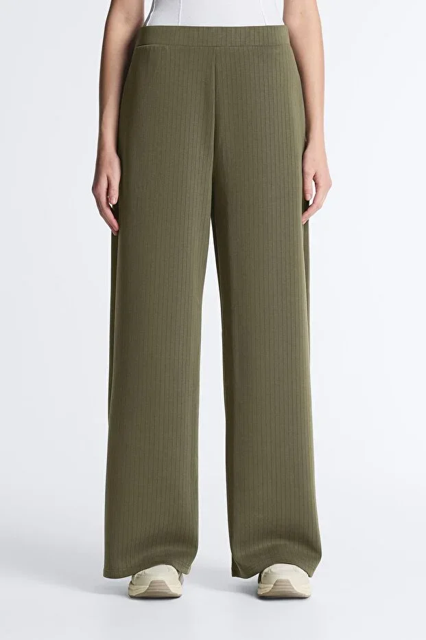 Oysho Soft-touch striped straight modal trousers