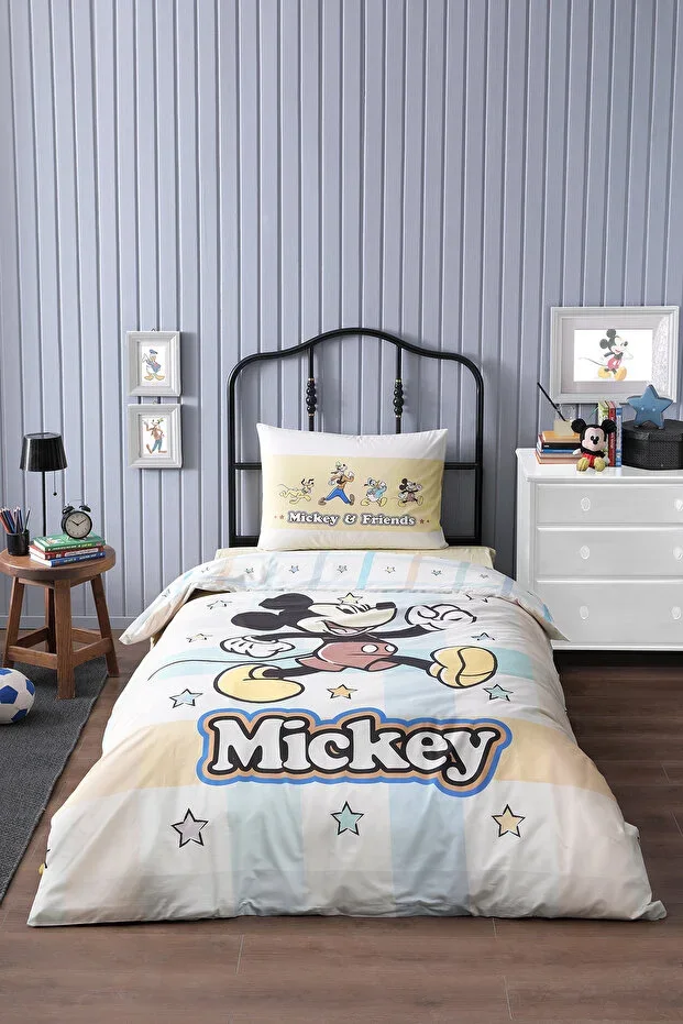 Mickey Mouse Star Single Disney Licensed Elastic Fitted Sheet Children's Duvet Cover Set