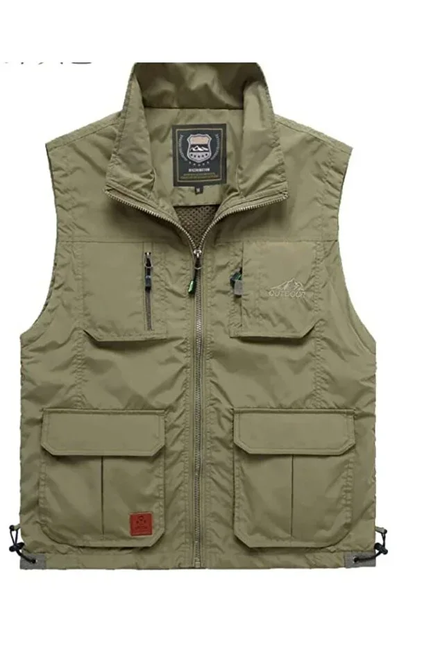 Mesh Lined Cream Colored Outdoor Summer Vest