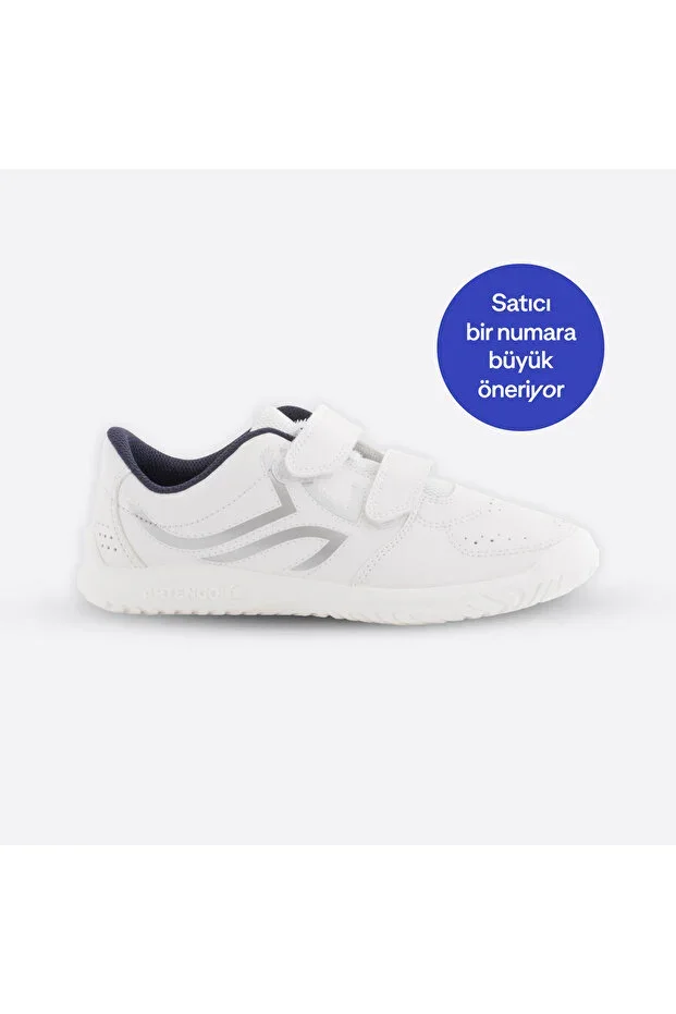 Kids Grey White Velcro Sports Shoes TS 100