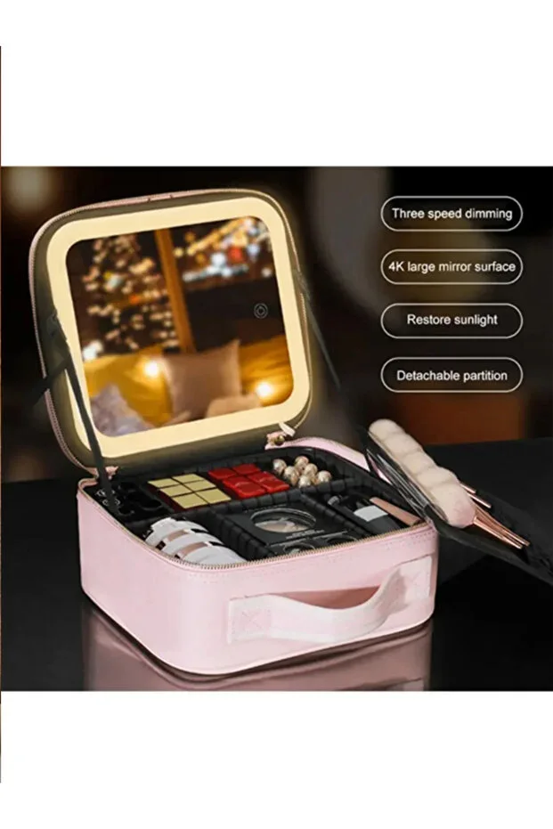 Led Light Mirror Makeup Bag