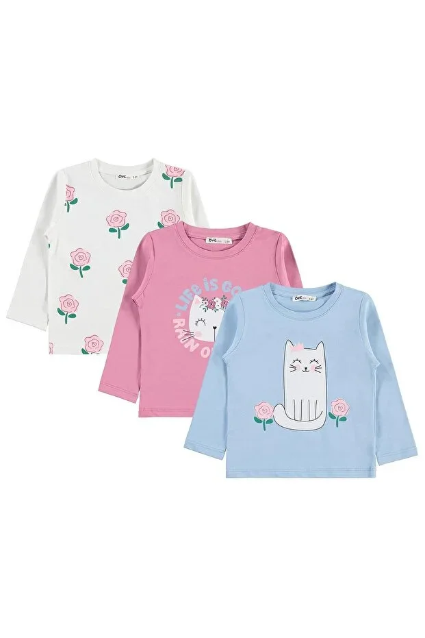 Cat Printed 3-Piece Set 2-5 Years Sweatshirt - Standard 4-5 Years