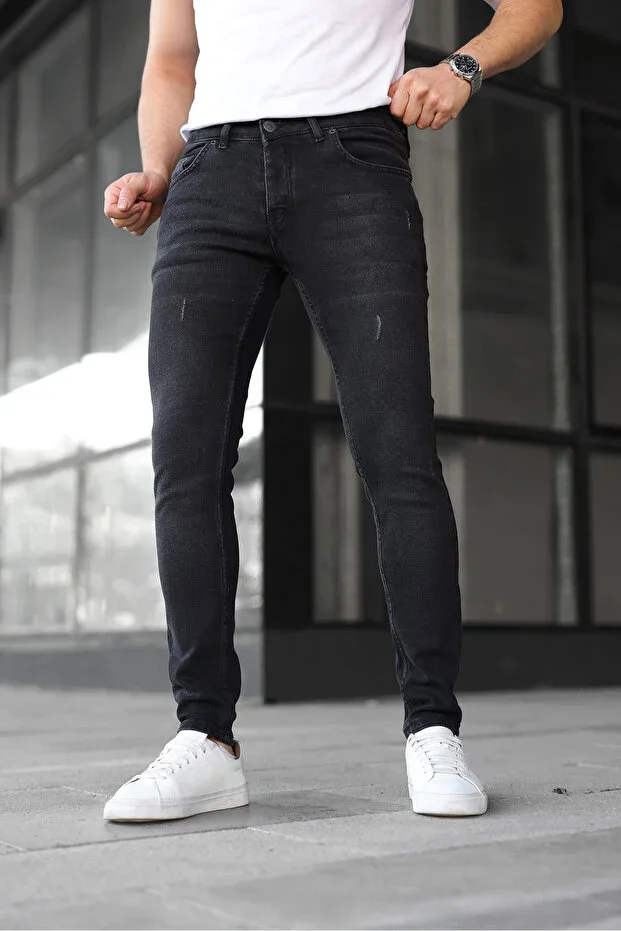Men's Jeans Slim Fit Stretchy Black Nail Detail
