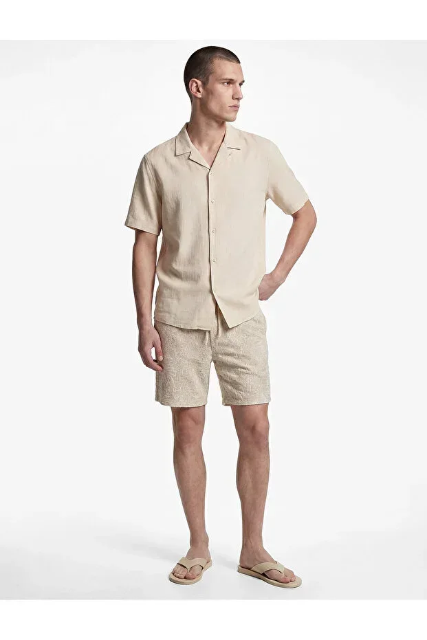 Patterned Pocket Belted Shorts