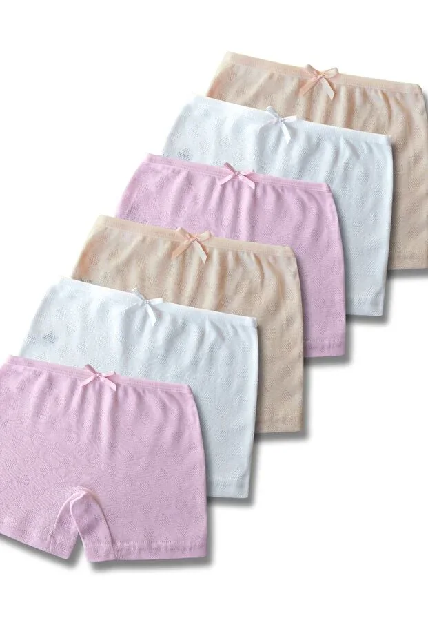 %100 Cotton Girls' Jacquard Boxer 6-Pack / Panties / Underwear