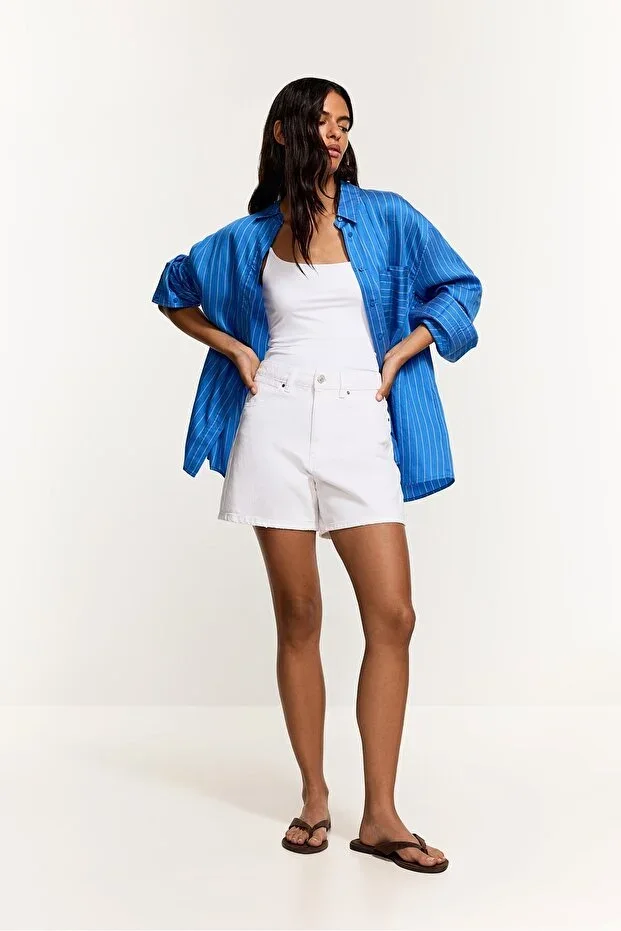 LEFTIES Basic denim mom shorts