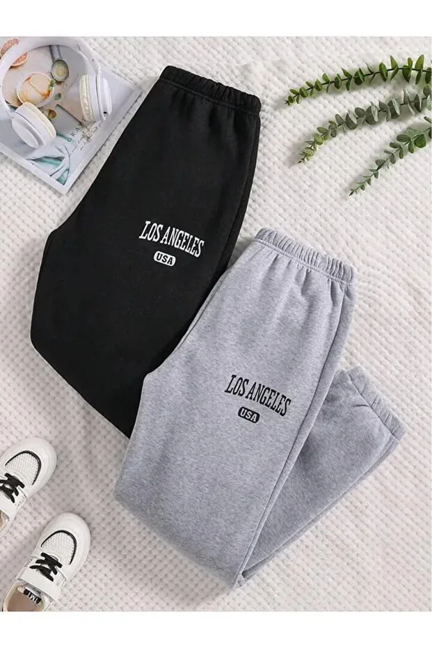 Kids " LOS ANGELES USA " 2-Piece Grey/Black Sweatpants