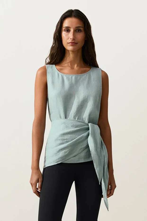 Oysho 100% Linen Strappy Blouse