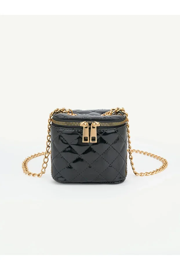 Women's Mini Box Quilted Pattern Chain Strap Crossbody Hand Shoulder Bag